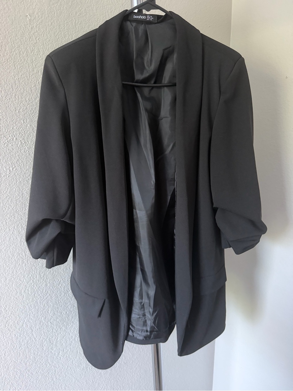 Boohoo Black Draped Open-Front Blazer